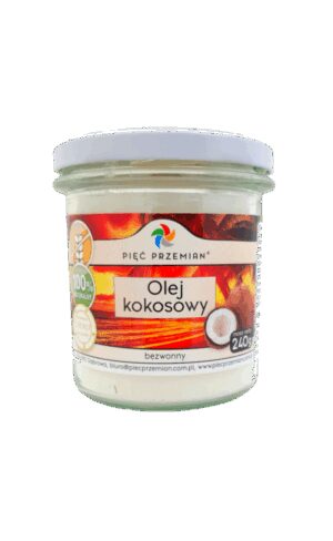 Olej kokosowy bezwonny 240 g - Pięć Przemian