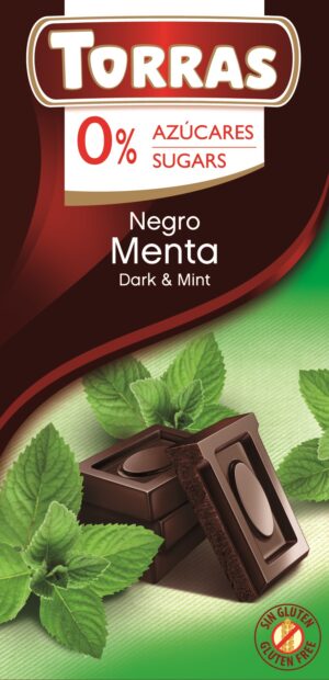 Czekolada gorzka z miętą bez dodatku cukru 75 g - Torras