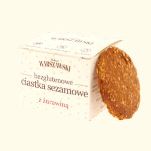 Ciastka sezamowe z żurawiną bezglutenowe 150 g - Łakoć Warszawski - Baton Warszawski