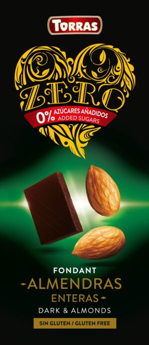 Czekolada gorzka 72% kakao z migdałami bez dodatku cukru ZERO 150 g - Torras