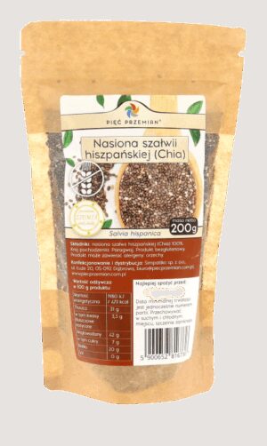 Chia - nasiona szałwii hiszpańskiej 200 g - Pięć Przemian