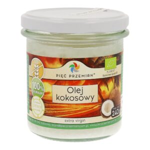 Olej kokosowy BIO extra virgin 240 g - Pięć Przemian