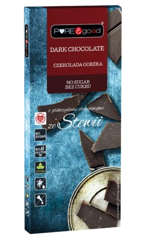 Czekolada gorzka z erytrytolem i glikozydami stewiolowymi bez dodatku cukru 100 g- Pure&Good