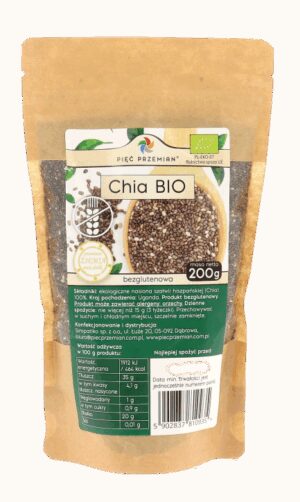 Chia BIO - nasiona szałwii hiszpańskiej 200 g - Pięć Przemian