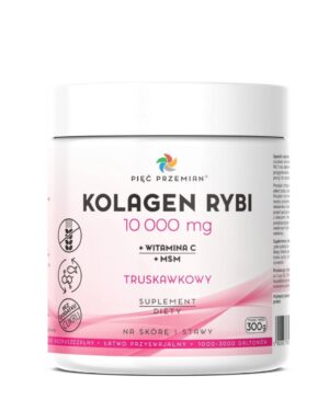 Kolagen rybi truskawkowy 300 g - Pięć Przemian