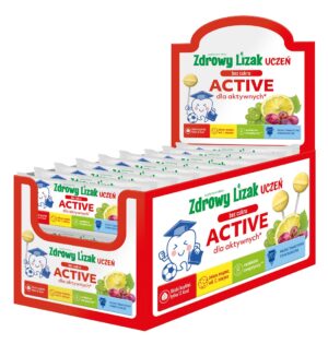 Zdrowy Lizak Uczeń Active Lizak bez cukru o smaku winogronowo-cytrynowym (Żelazo, magnez, wit. C) KSZTAŁT KULKI - Starpharma