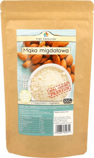 Mąka migdałowa PREMIUM bezglutenowa 500 g - Pięć Przemian
