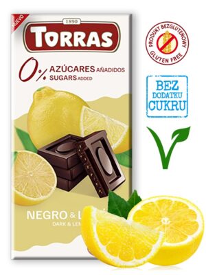 Czekol. gorzka z cytryną bez dod. cukru 75 g - Torras