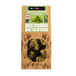 Ciastka owsiane z matchą bez glutenu, bez dodatku cukru 150 g Pure&Good - Mercatare