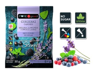 Cukierki z melisą, lawendą, owocami leśnymi ze stewią bez dodatku cukru 50 g - Pure&Good